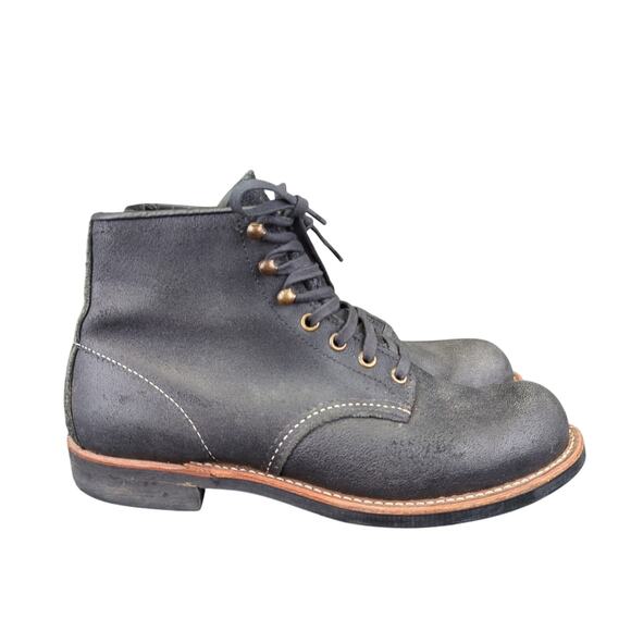 Red Wing 2955 Blacksmith Spitfire Boots Heritage Black Men's 8D Rough-out Wax - Picture 1 of 8